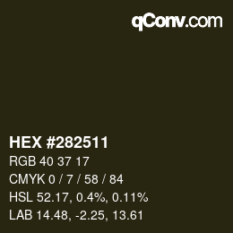 カラーコード: HEX #282511 | qconv.com