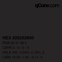 Color code: HEX #28252600 | qconv.com