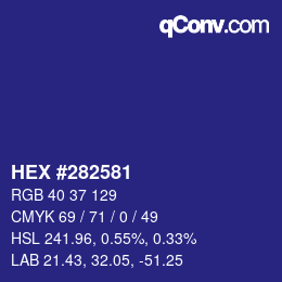 颜色代码: HEX #282581 | qconv.com