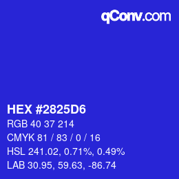 Color code: HEX #2825D6 | qconv.com