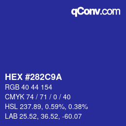 Color code: HEX #282C9A | qconv.com