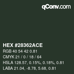 Farbcode: HEX #28362ACE | qconv.com