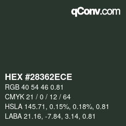 Farbcode: HEX #28362ECE | qconv.com