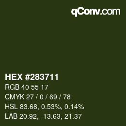 Código de color: HEX #283711 | qconv.com