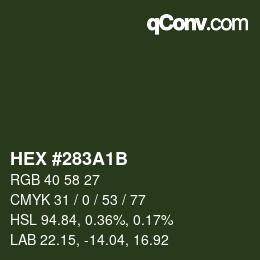 Color code: HEX #283A1B | qconv.com