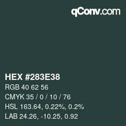 Código de color: HEX #283E38 | qconv.com