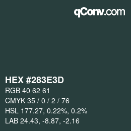 Color code: HEX #283E3D | qconv.com