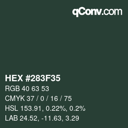 カラーコード: HEX #283F35 | qconv.com