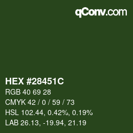 Código de color: HEX #28451C | qconv.com