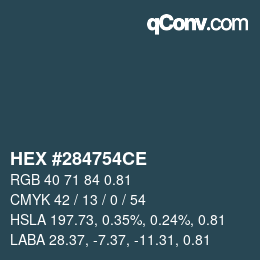 Farbcode: HEX #284754CE | qconv.com