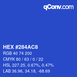 Farbcode: HEX #284AC8 | qconv.com