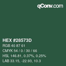 颜色代码: HEX #28573D | qconv.com