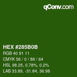 Farbcode: HEX #285B0B | qconv.com