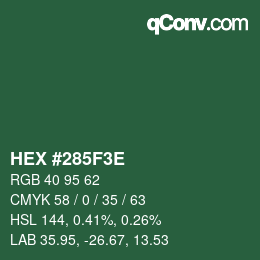 Color code: HEX #285F3E | qconv.com