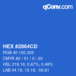颜色代码: HEX #2864CD | qconv.com