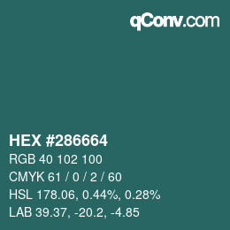 Color code: HEX #286664 | qconv.com
