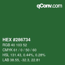 カラーコード: HEX #286734 | qconv.com