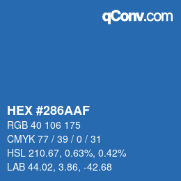 颜色代码: HEX #286AAF | qconv.com