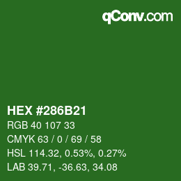 カラーコード: HEX #286B21 | qconv.com