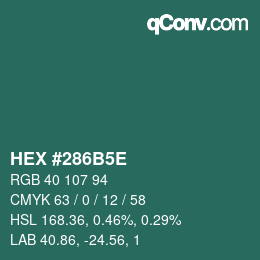カラーコード: HEX #286B5E | qconv.com