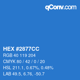 カラーコード: HEX #2877CC | qconv.com