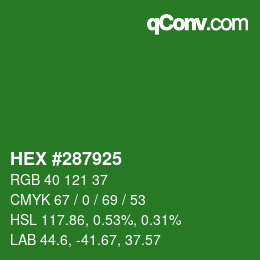カラーコード: HEX #287925 | qconv.com