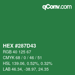 Código de color: HEX #287D43 | qconv.com