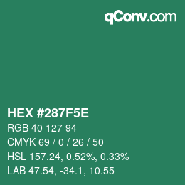 Color code: HEX #287F5E | qconv.com