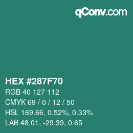 Color code: HEX #287F70 | qconv.com
