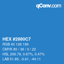 Farbcode: HEX #2880C7 | qconv.com