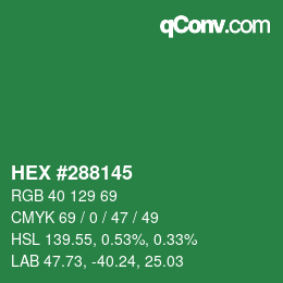 颜色代码: HEX #288145 | qconv.com