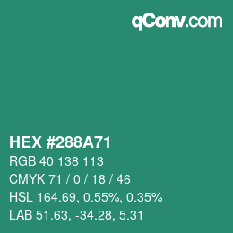 Color code: HEX #288A71 | qconv.com