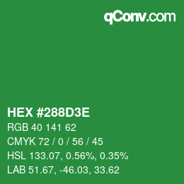 Color code: HEX #288D3E | qconv.com