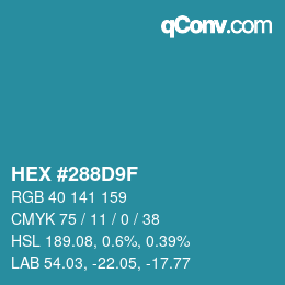 Color code: HEX #288D9F | qconv.com