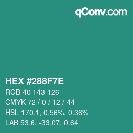 Color code: HEX #288F7E | qconv.com