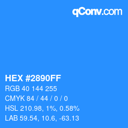 Color code: HEX #2890FF | qconv.com