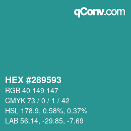 颜色代码: HEX #289593 | qconv.com