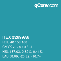 カラーコード: HEX #2899A8 | qconv.com
