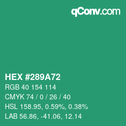 Color code: HEX #289A72 | qconv.com