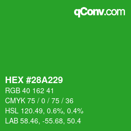 颜色代码: HEX #28A229 | qconv.com