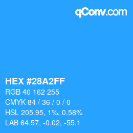 Color code: HEX #28A2FF | qconv.com
