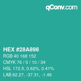 Color code: HEX #28A898 | qconv.com