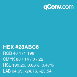 カラーコード: HEX #28ABC6 | qconv.com
