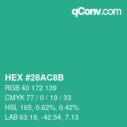 Color code: HEX #28AC8B | qconv.com