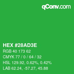 Color code: HEX #28AD3E | qconv.com