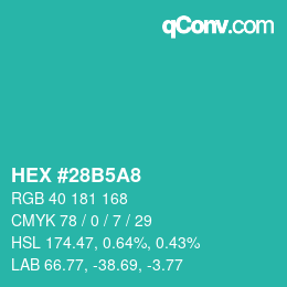 Código de color: HEX #28B5A8 | qconv.com