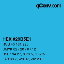 Código de color: HEX #28B5E1 | qconv.com
