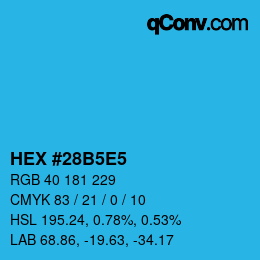 Farbcode: HEX #28B5E5 | qconv.com