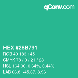 Color code: HEX #28B791 | qconv.com