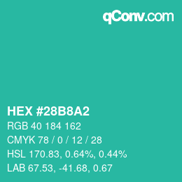 Color code: HEX #28B8A2 | qconv.com